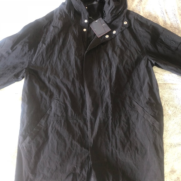 John Varvatos Solid Black Hooded Parka Size M - Picture 3 of 8